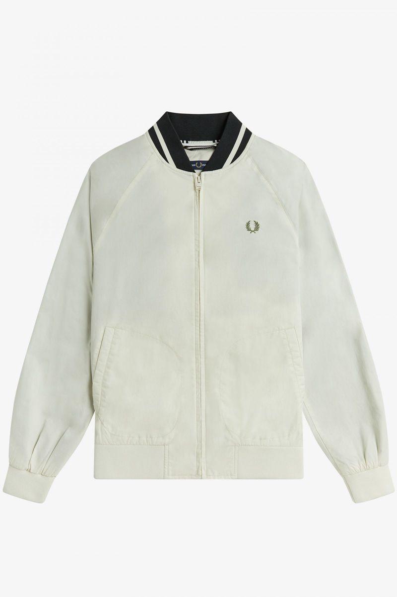 White Fred Perry Tennis Bomber Men's Jackets | PH 1263QMAZ